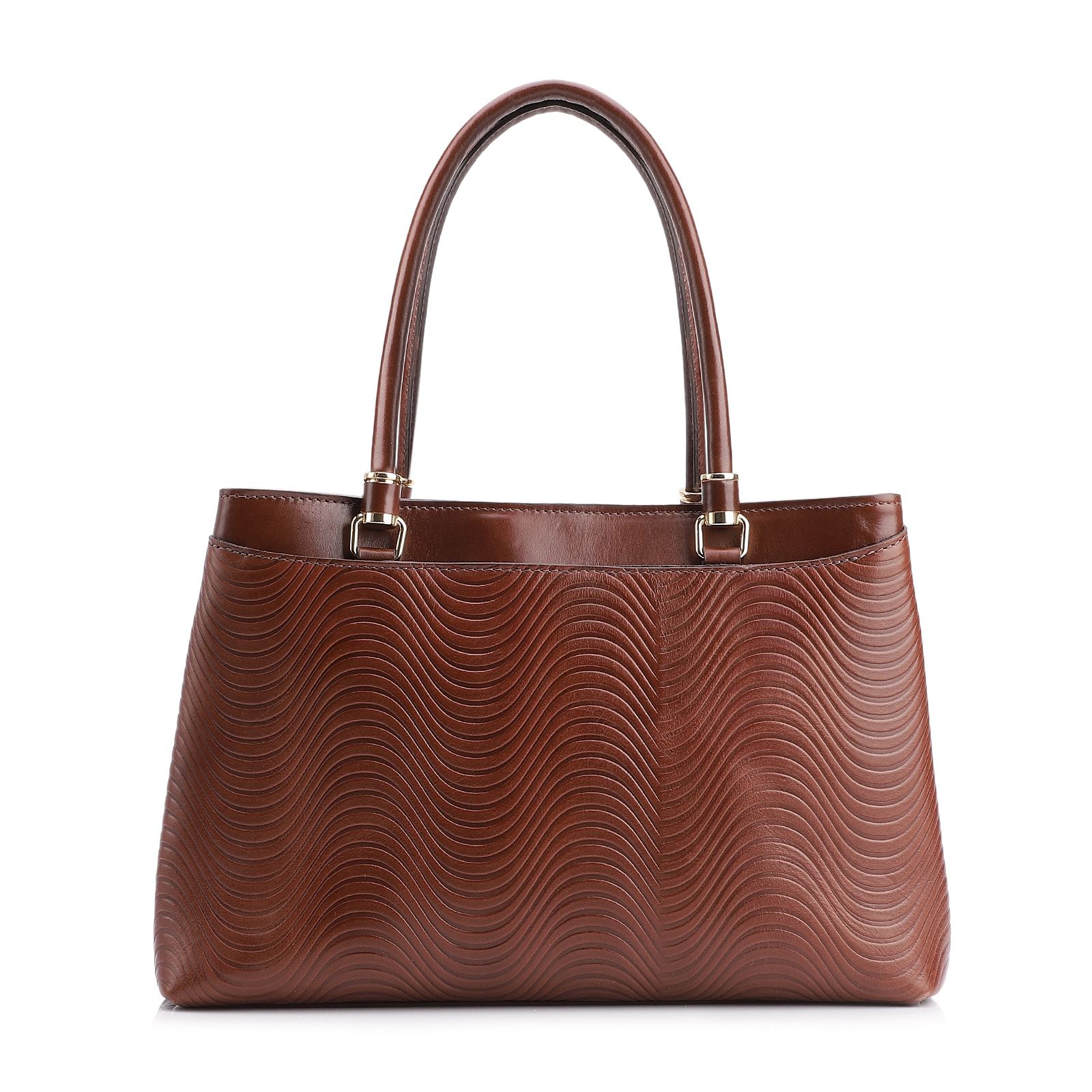 Bolsa Tote Ondas Couro Marrom