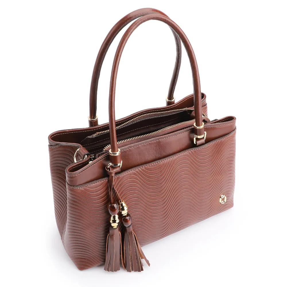 Bolsa Tote Ondas Couro Marrom - imagem 4