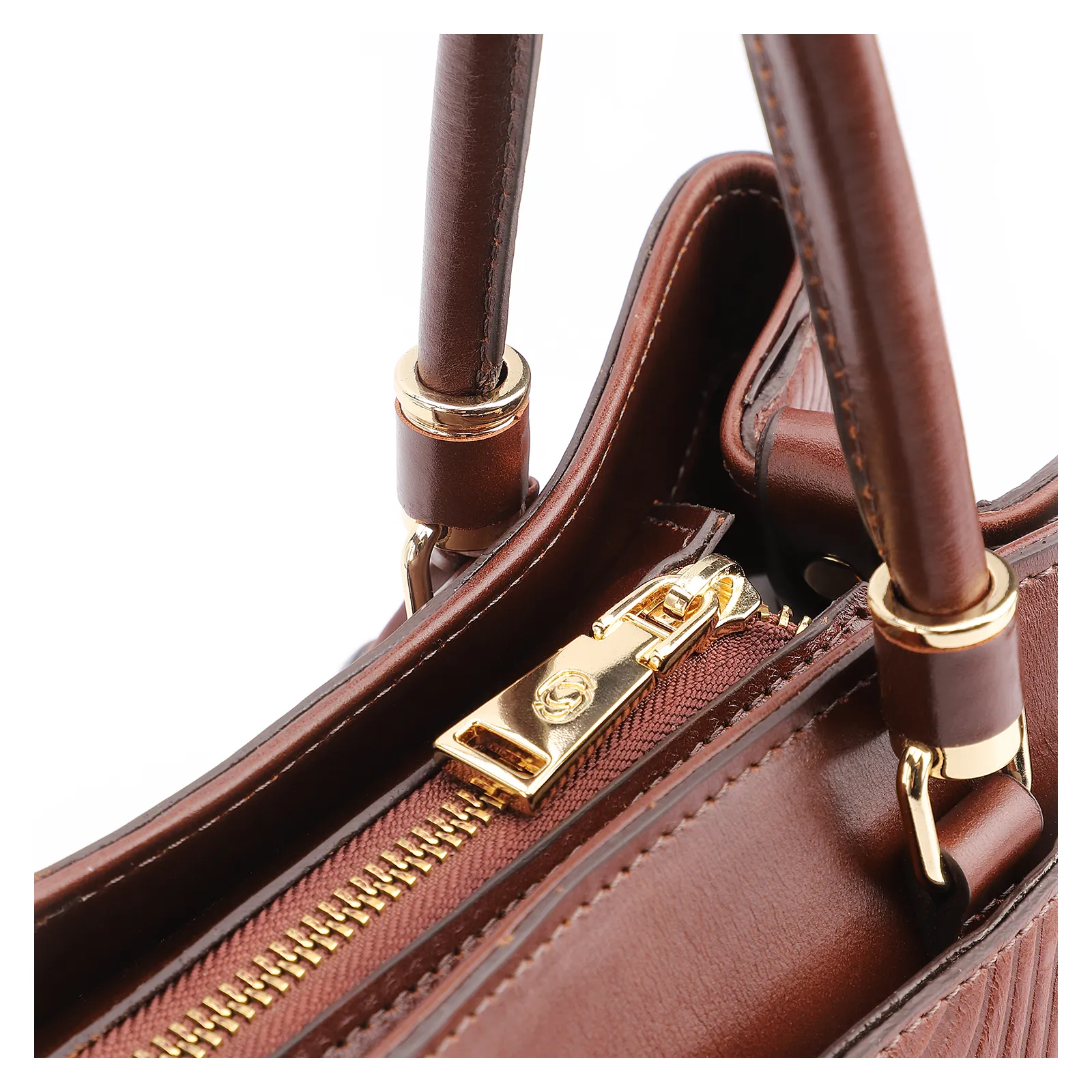 Bolsa Tote Ondas Couro Marrom