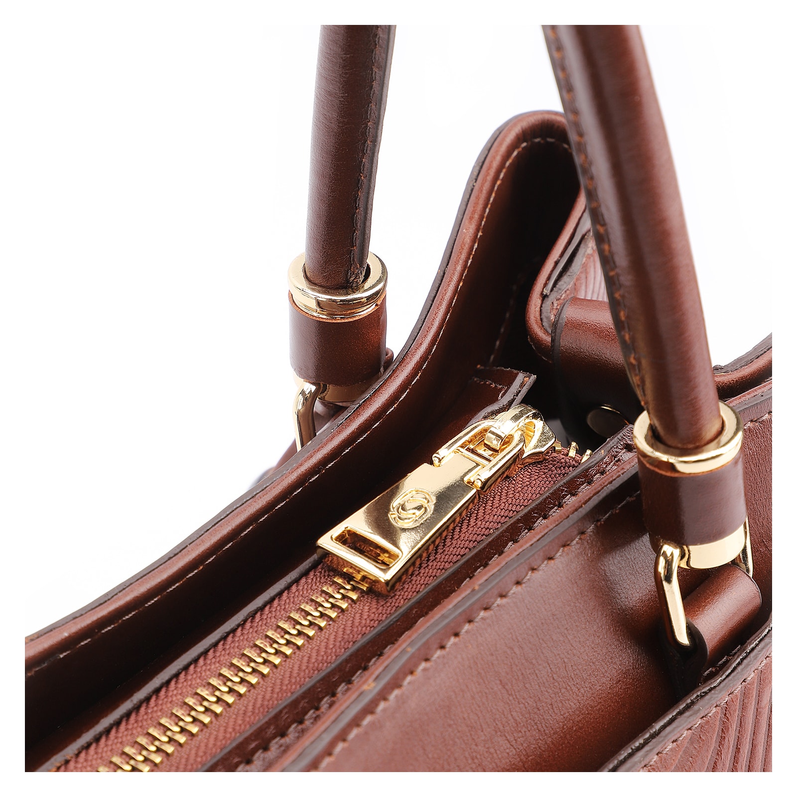 Bolsa Tote Ondas Couro Marrom