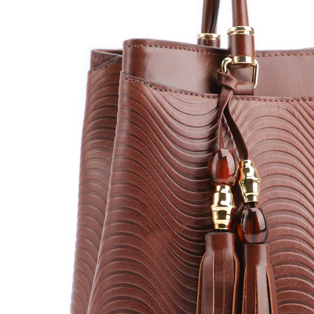 Bolsa Tote Ondas Couro Marrom - imagem 7