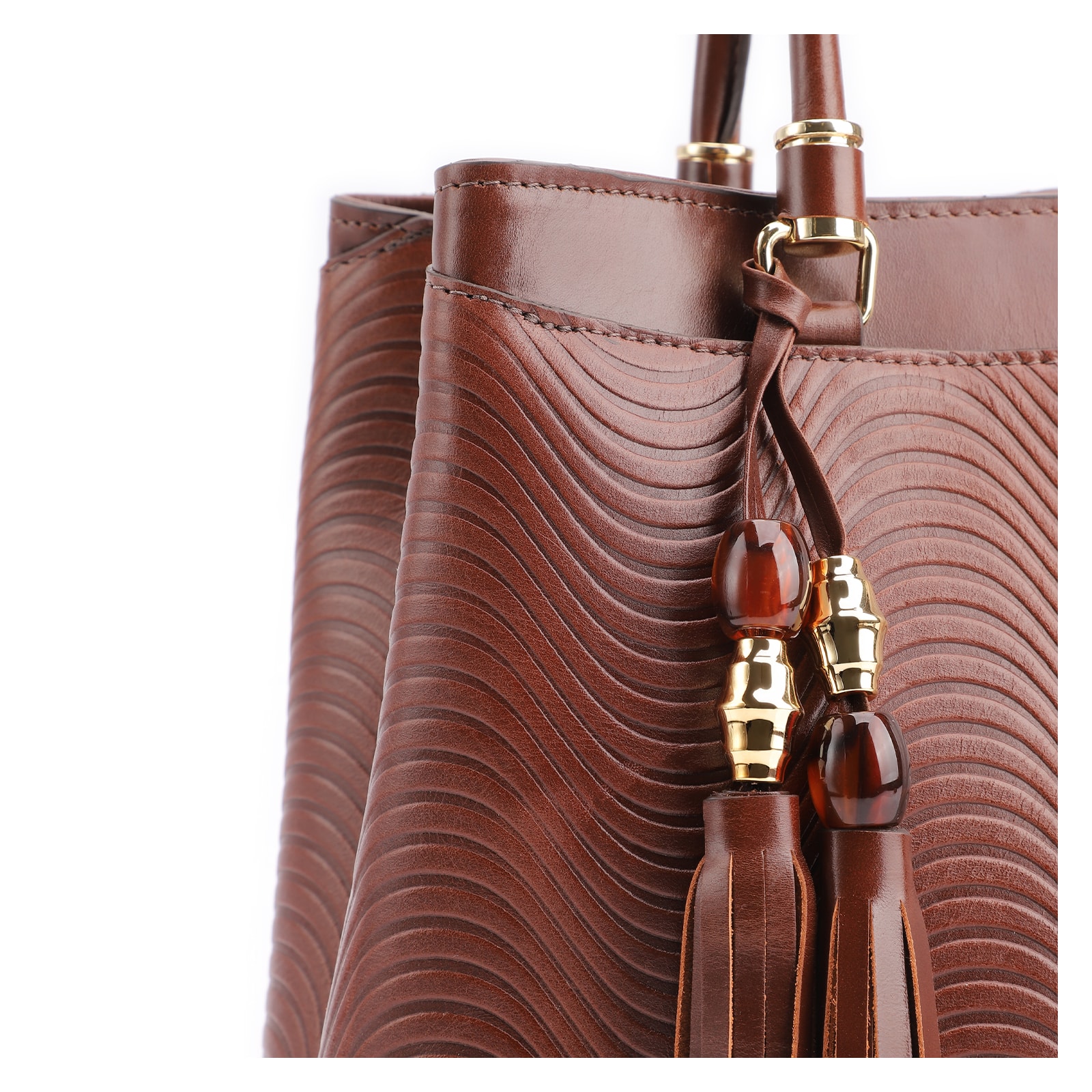 Bolsa Tote Ondas Couro Marrom