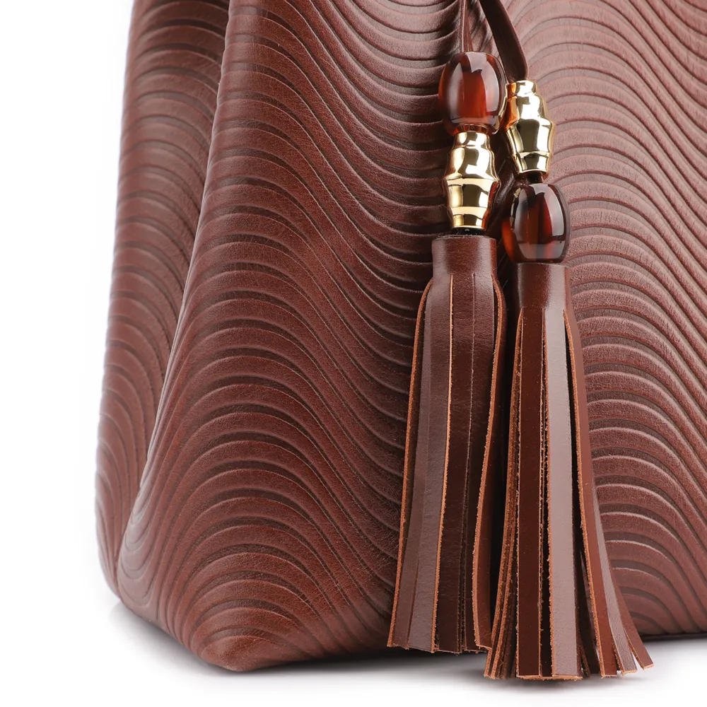 Bolsa Tote Ondas Couro Marrom - imagem 8