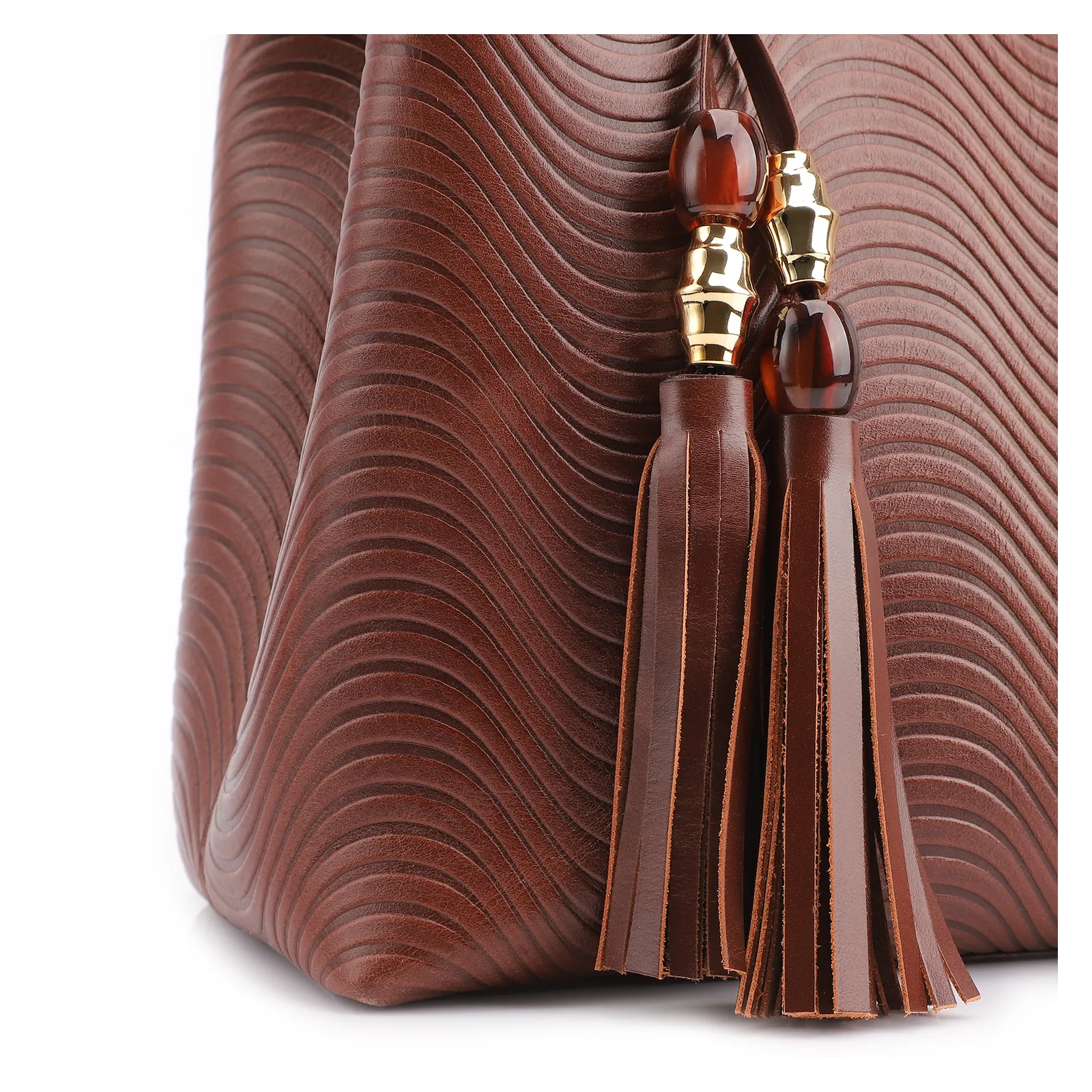 Bolsa Tote Ondas Couro Marrom