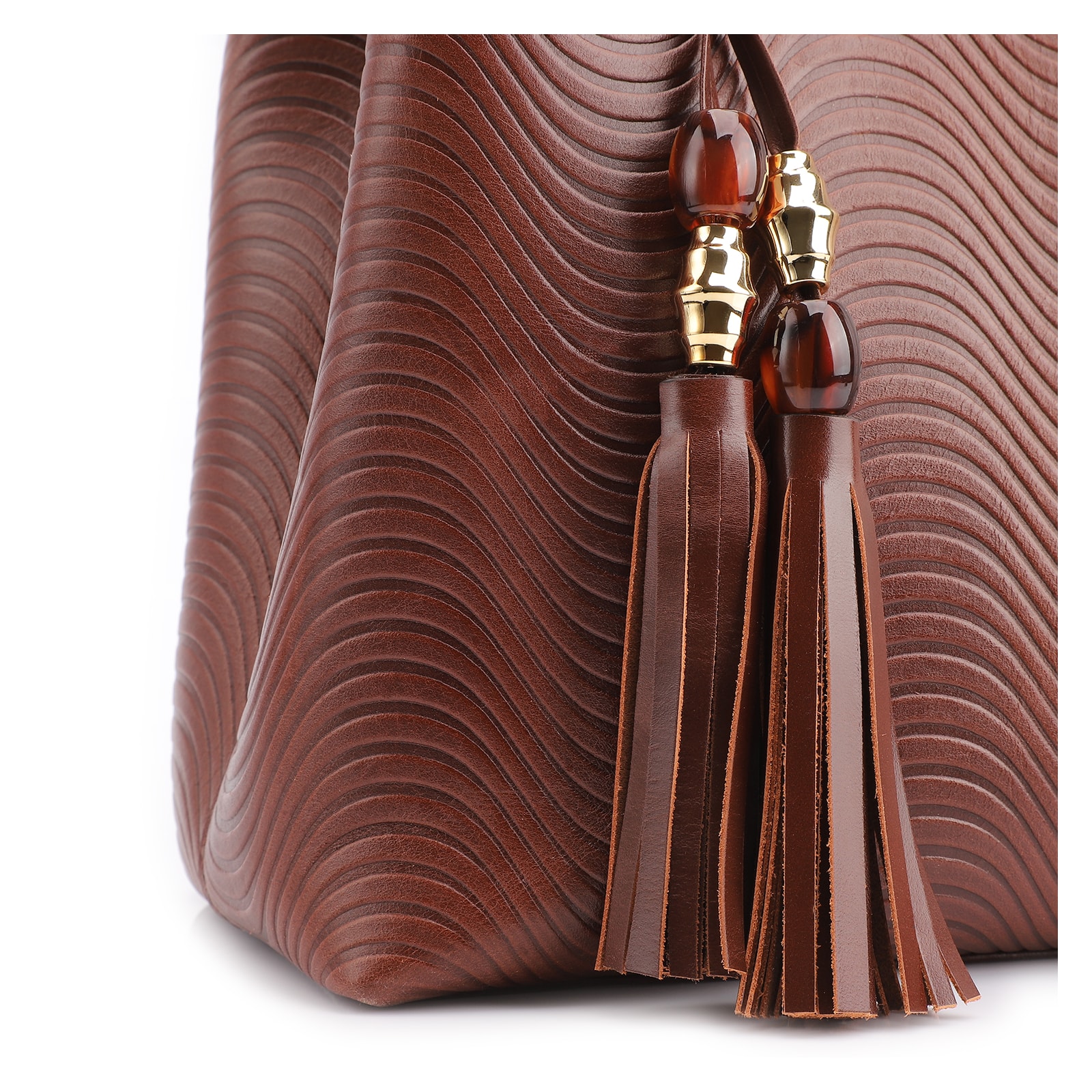 Bolsa Tote Ondas Couro Marrom