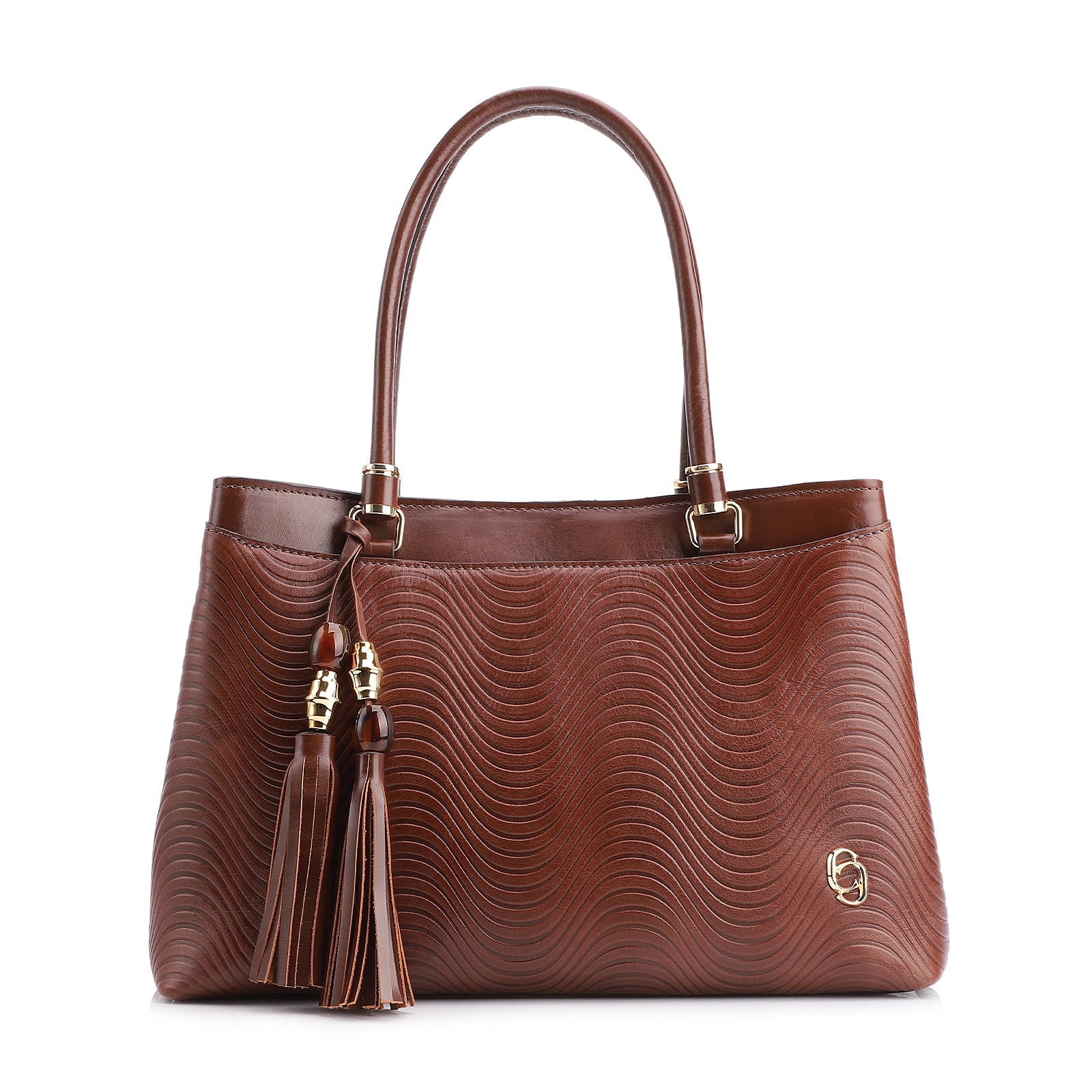 Bolsa Tote Ondas Couro Marrom