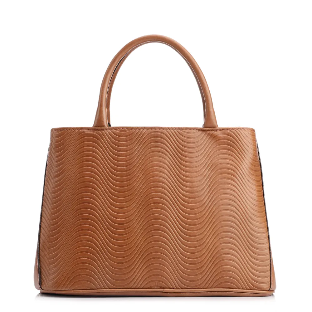 Bolsa Tote Ondas Couro Marrom Claro - imagem 3