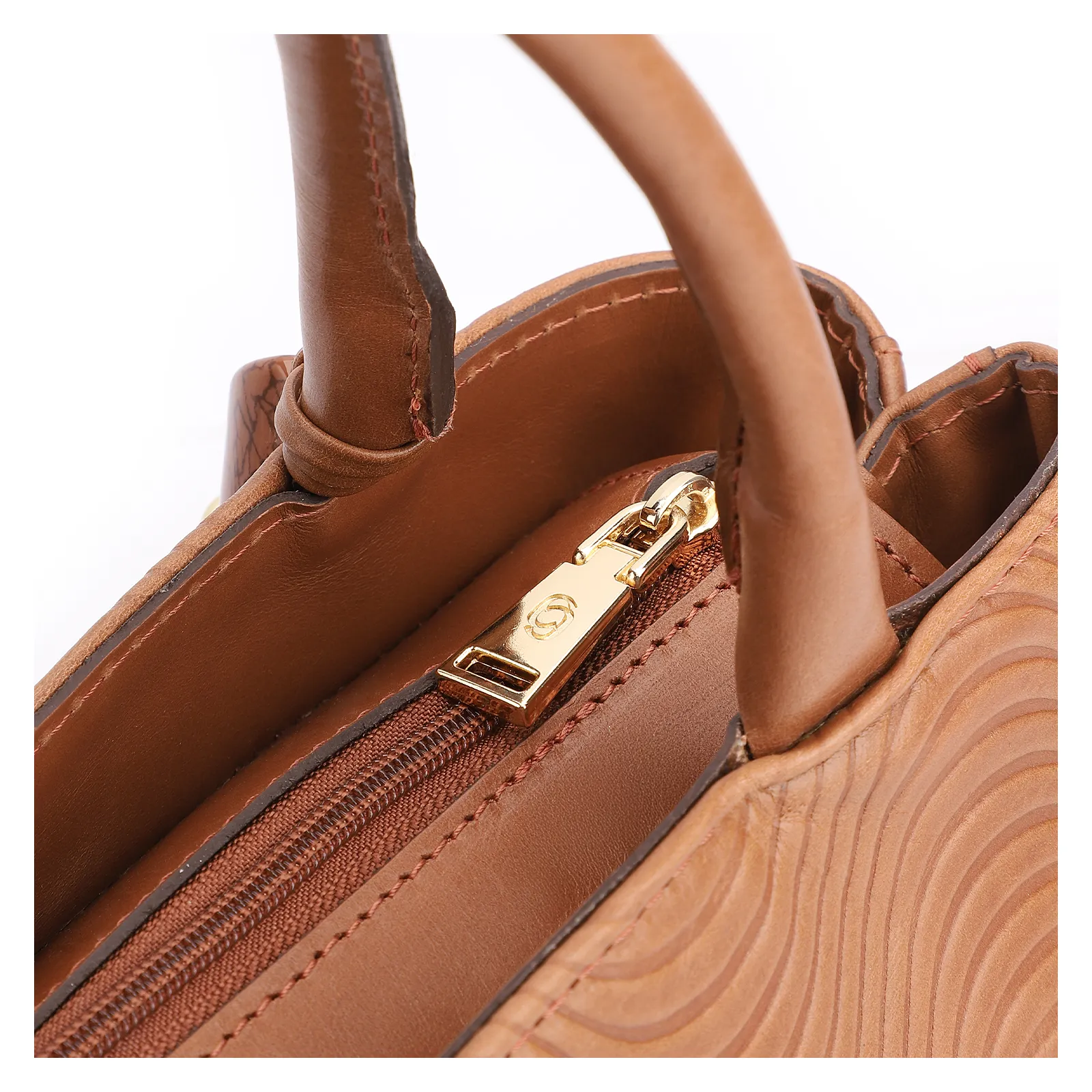 Bolsa Tote Ondas Couro Marrom Claro