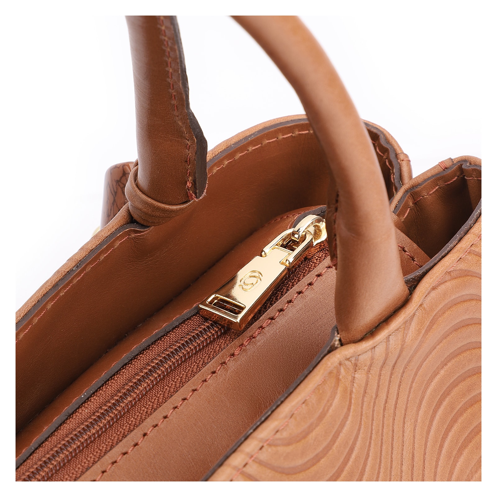Bolsa Tote Ondas Couro Marrom Claro