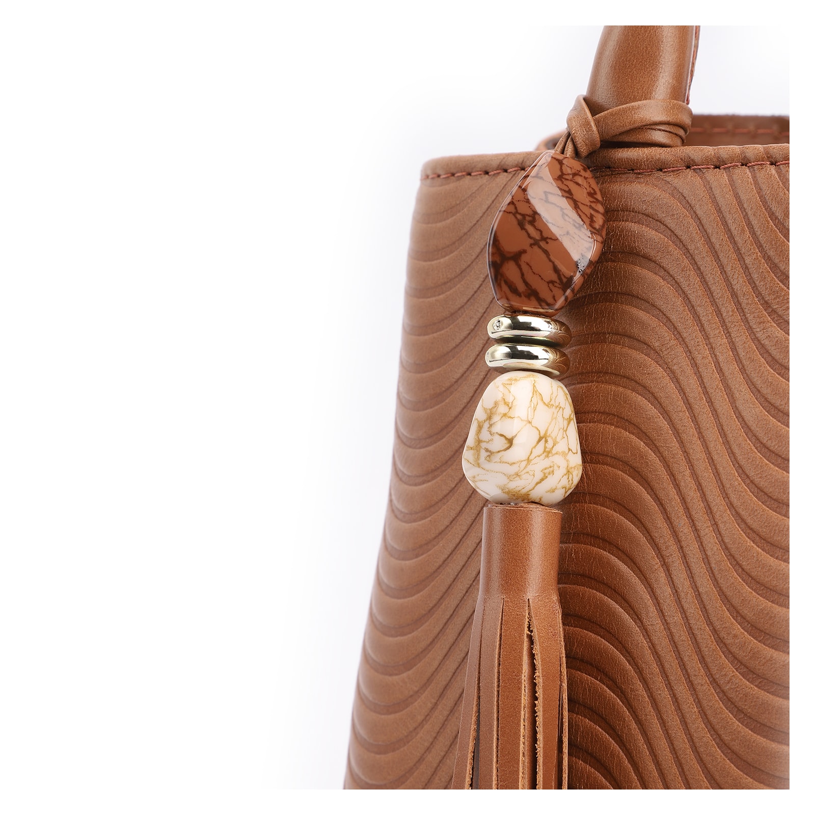 Bolsa Tote Ondas Couro Marrom Claro
