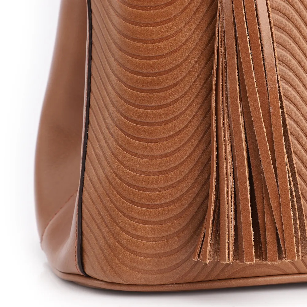 Bolsa Tote Ondas Couro Marrom Claro - imagem 8