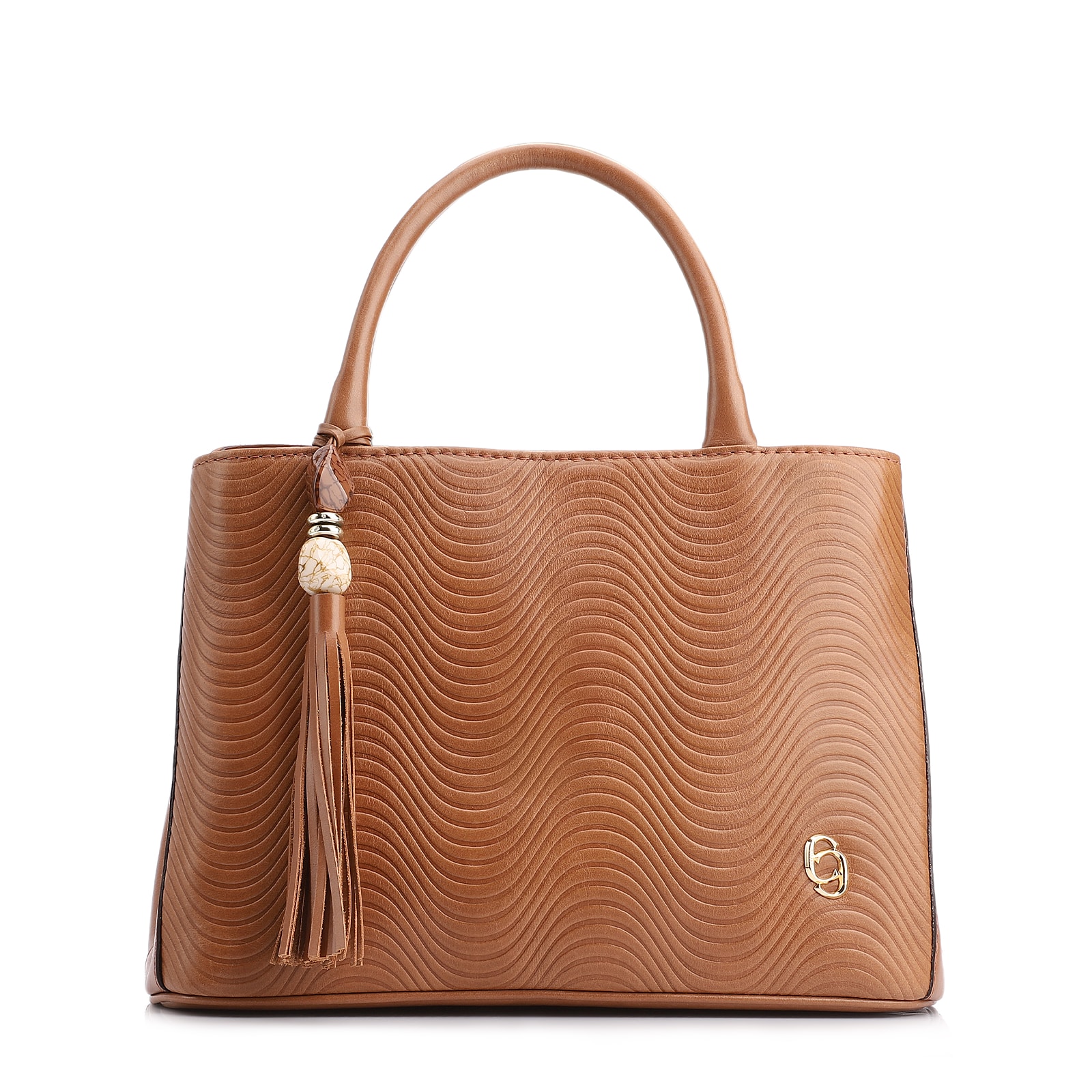 Bolsa Tote Ondas Couro Marrom Claro