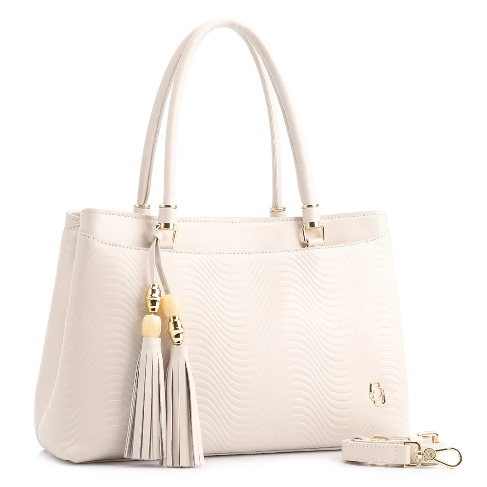 Bolsa Tote Ondas Couro Off White - imagem 2