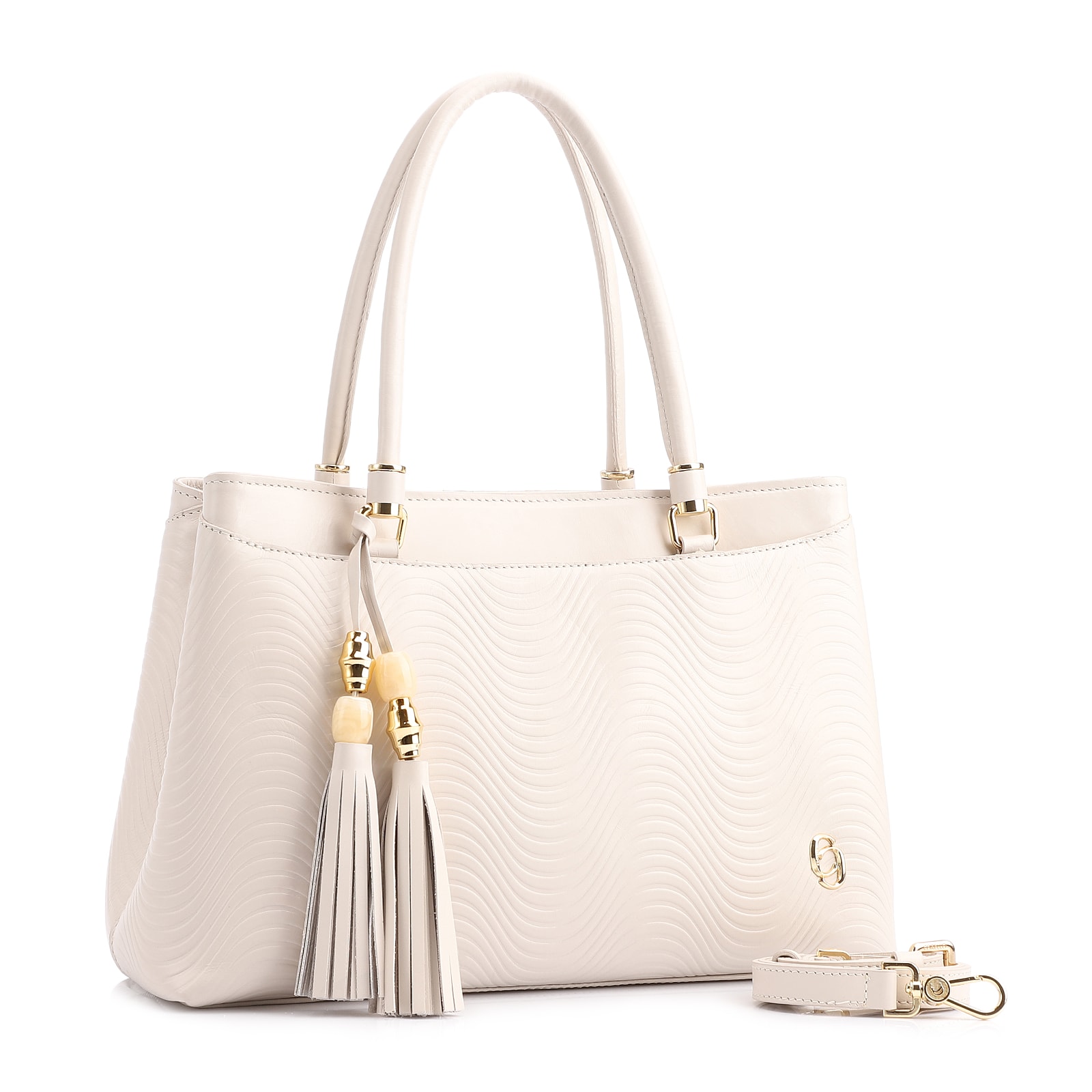 Bolsa Tote Ondas Couro Off White