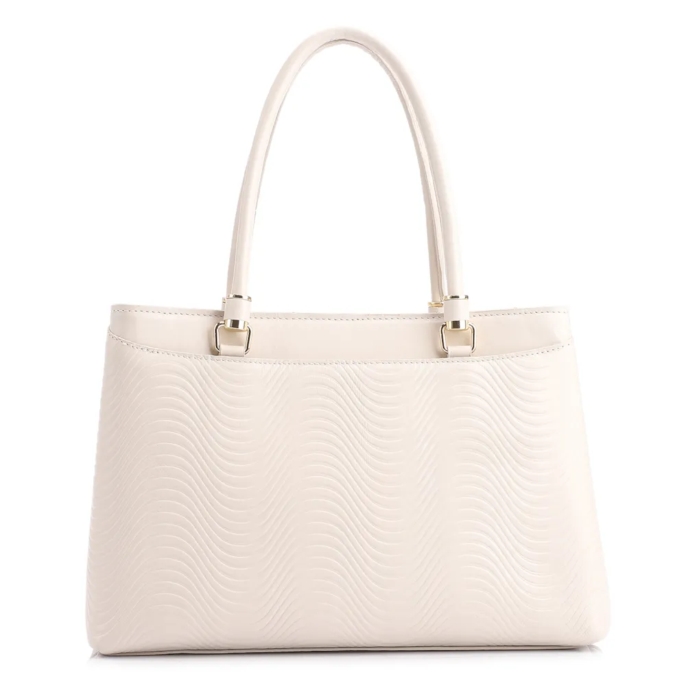 Bolsa Tote Ondas Couro Off White - imagem 3