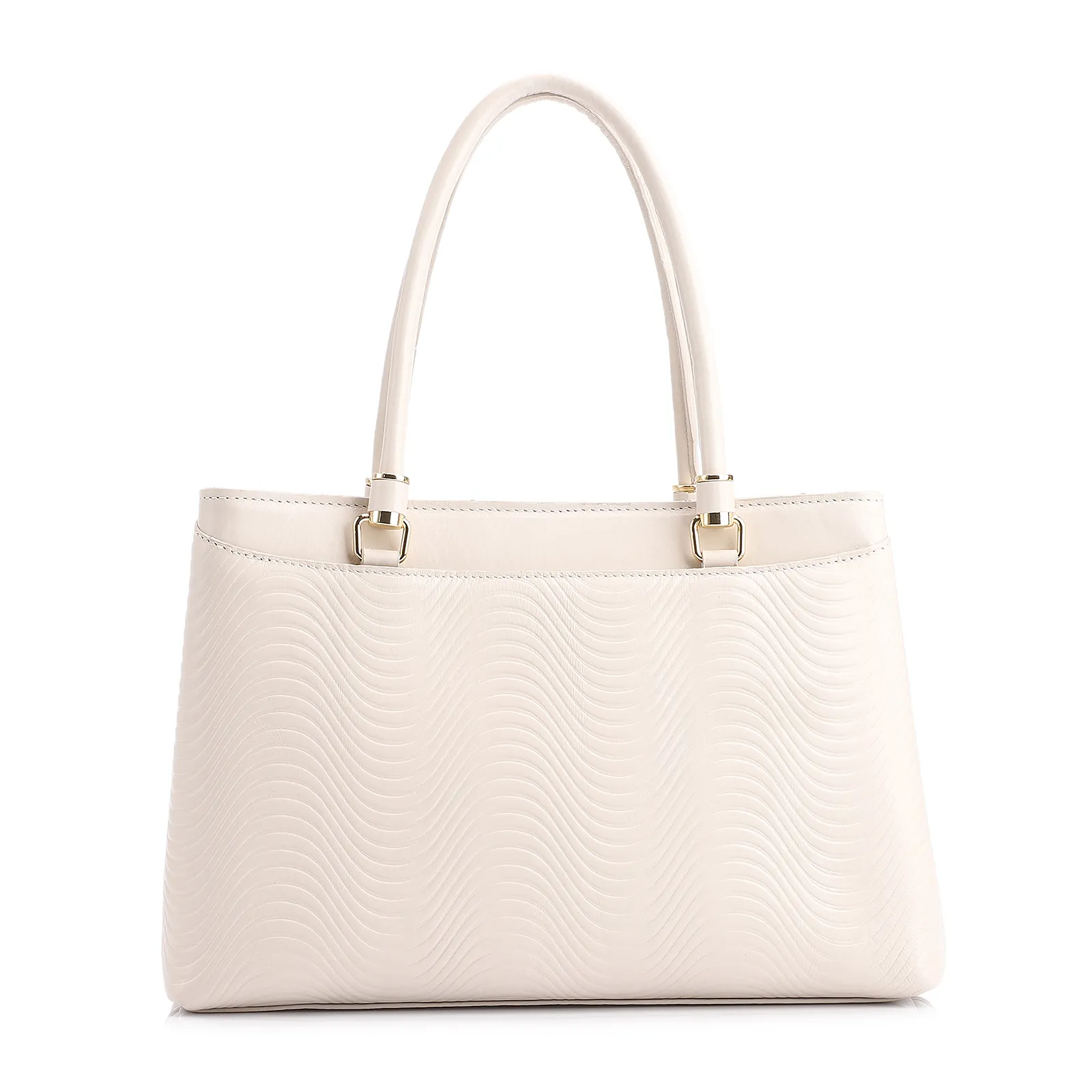 Bolsa Tote Ondas Couro Off White