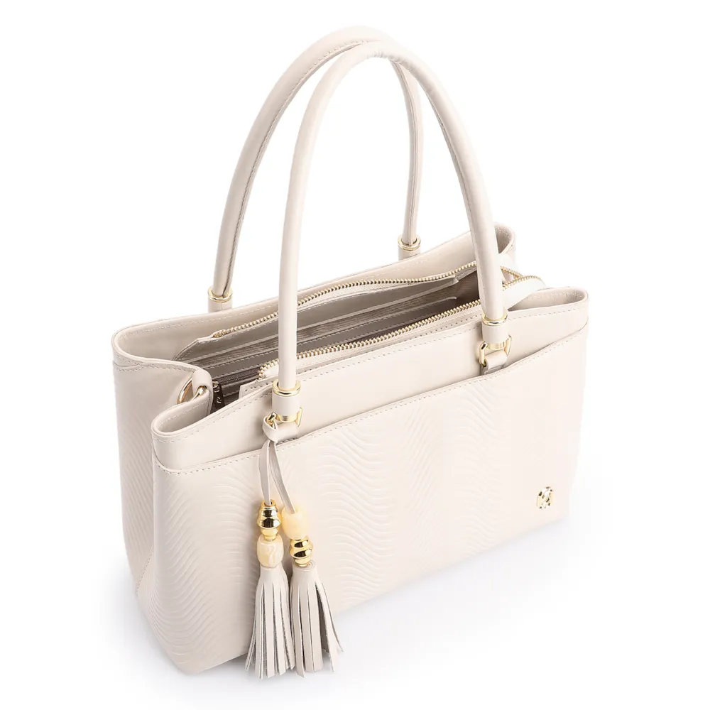 Bolsa Tote Ondas Couro Off White - imagem 4