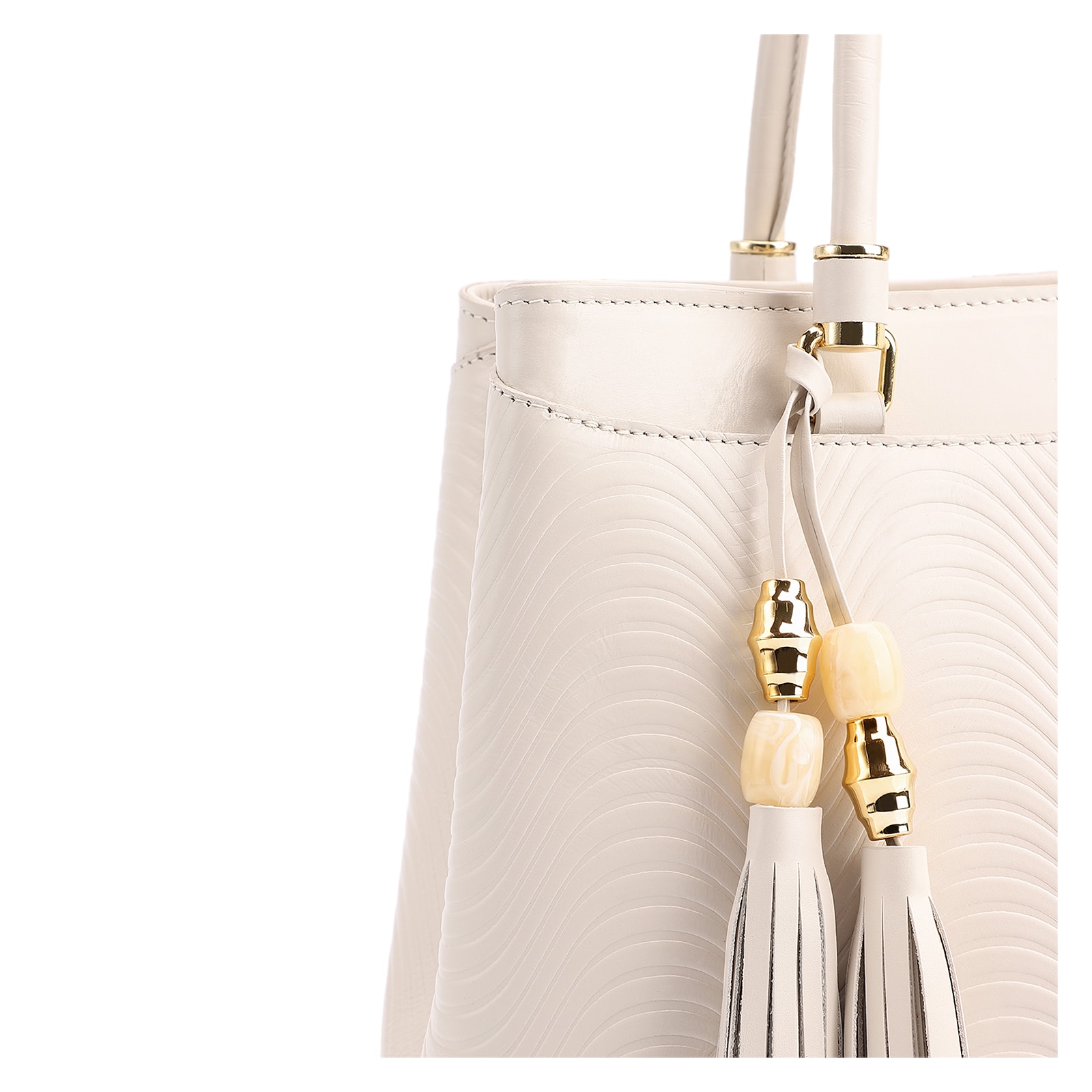 Bolsa Tote Ondas Couro Off White