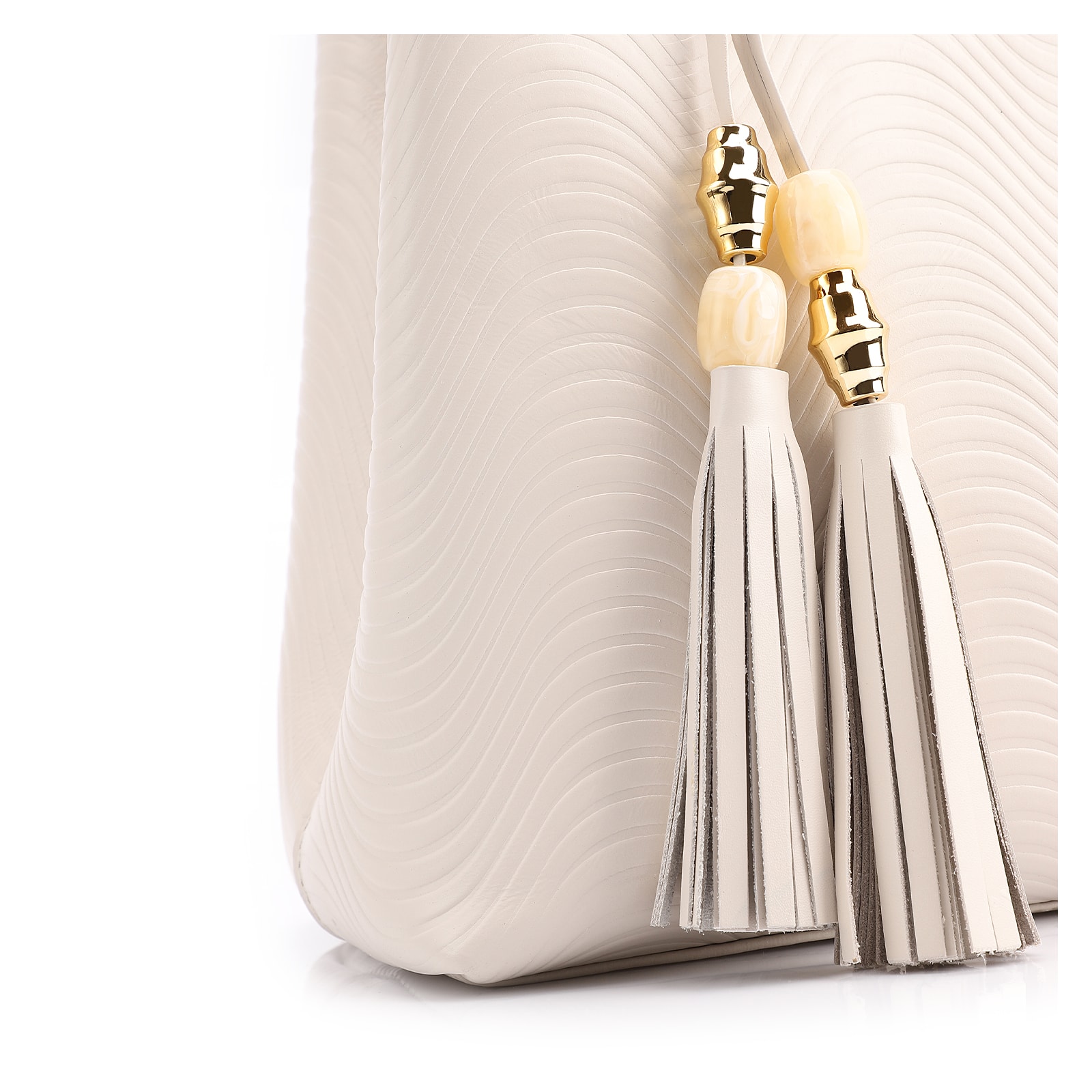 Bolsa Tote Ondas Couro Off White