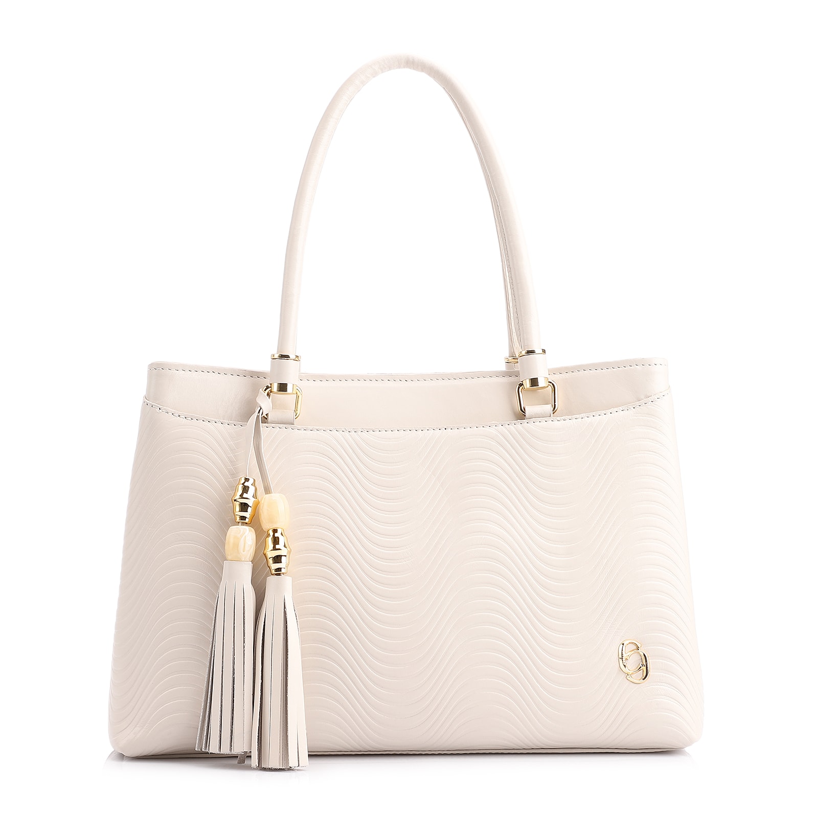 Bolsa Tote Ondas Couro Off White