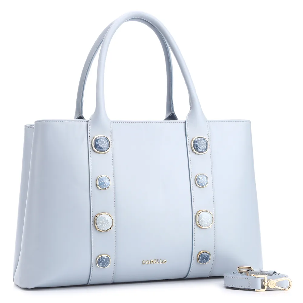 Bolsa Tote Pedras Couro Azul - imagem 2