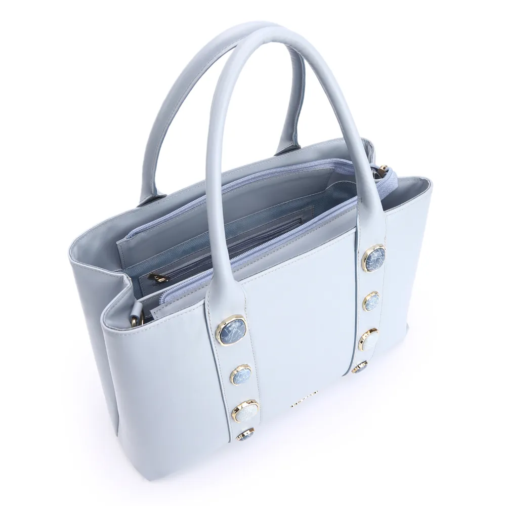 Bolsa Tote Pedras Couro Azul - imagem 4