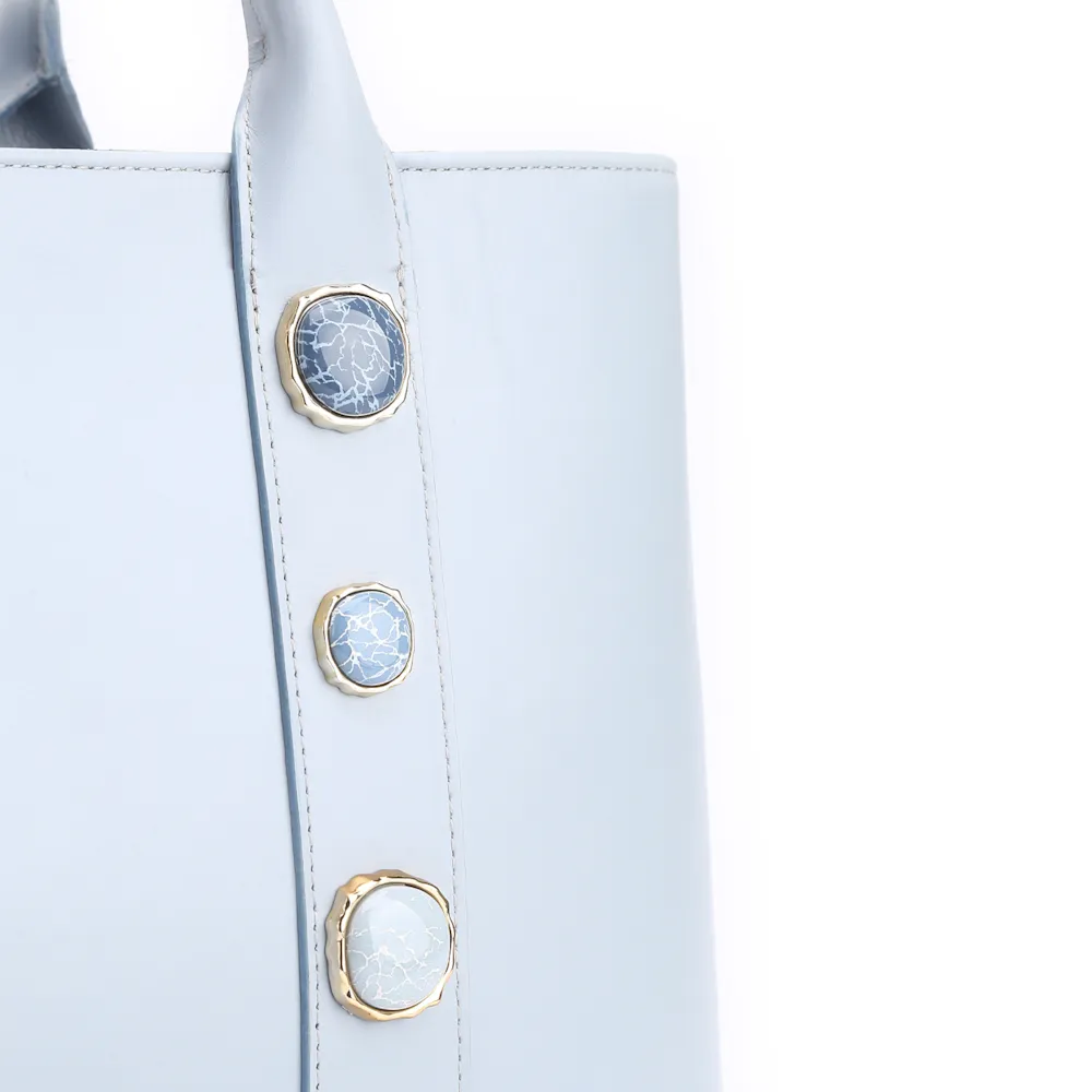 Bolsa Tote Pedras Couro Azul - imagem 7