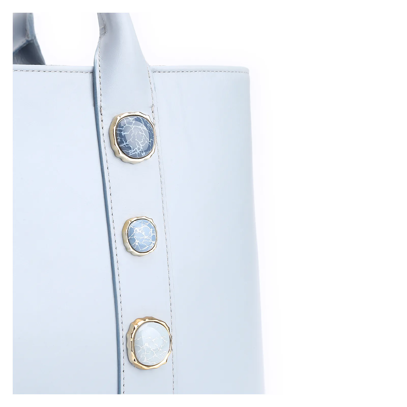 Bolsa Tote Pedras Couro Azul
