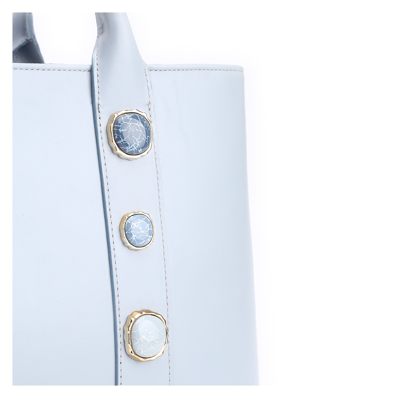 Bolsa Tote Pedras Couro Azul