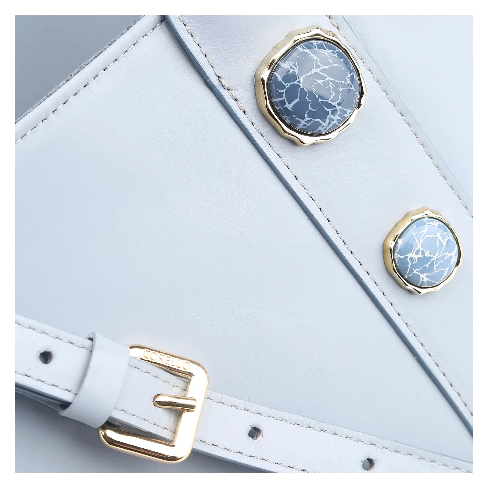 Bolsa Tote Pedras Couro Azul