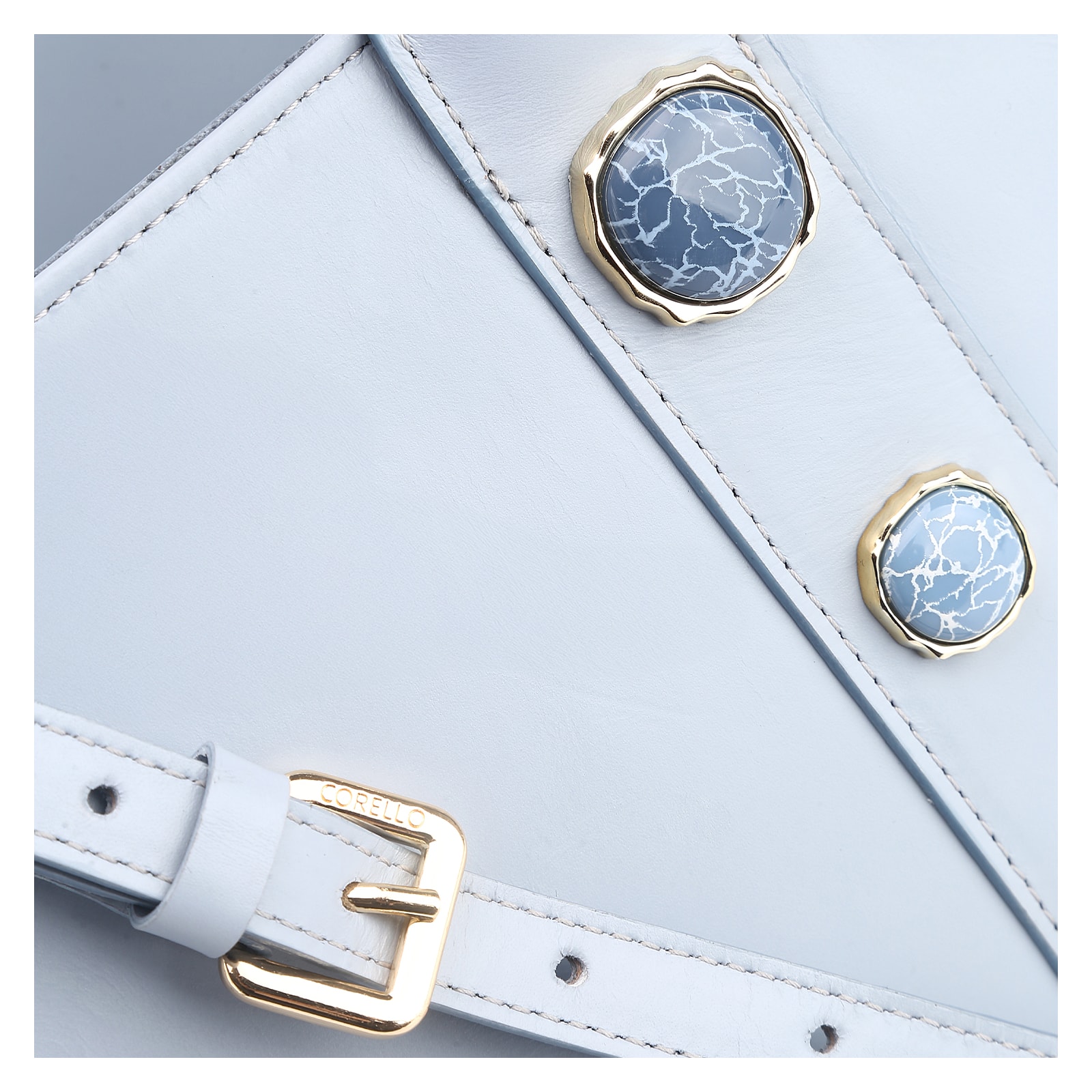 Bolsa Tote Pedras Couro Azul