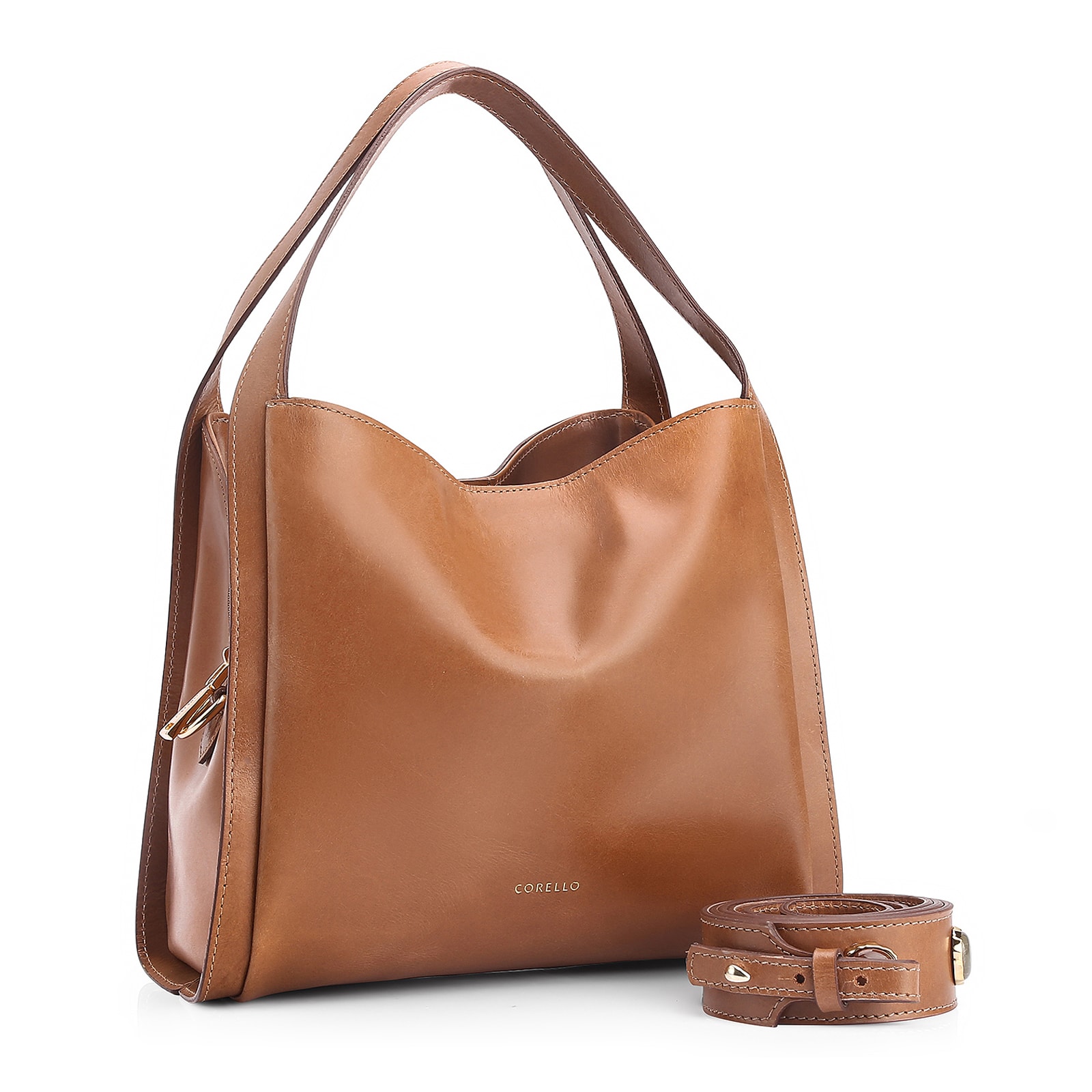 Bolsa Tote Pedras Couro Marrom