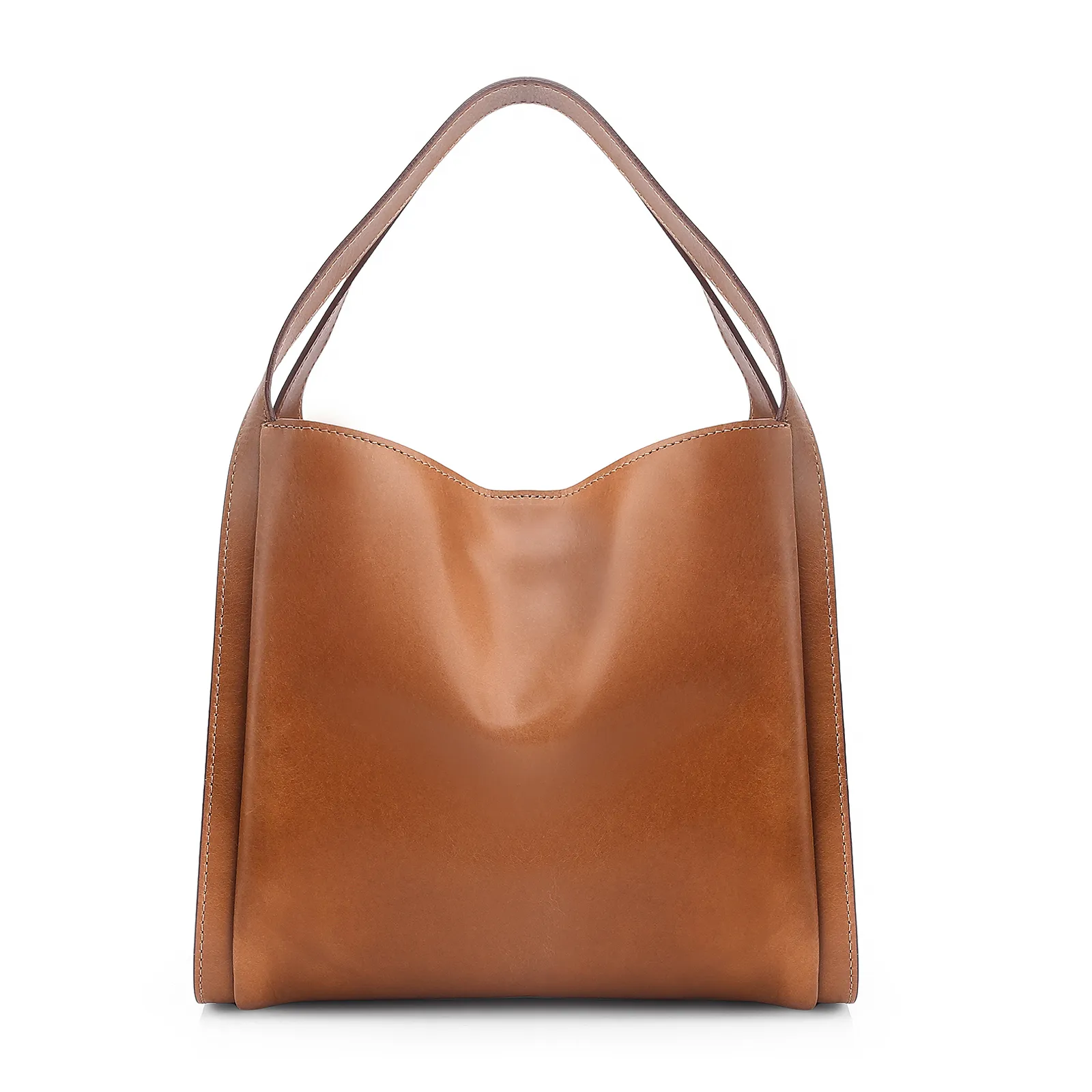 Bolsa Tote Pedras Couro Marrom