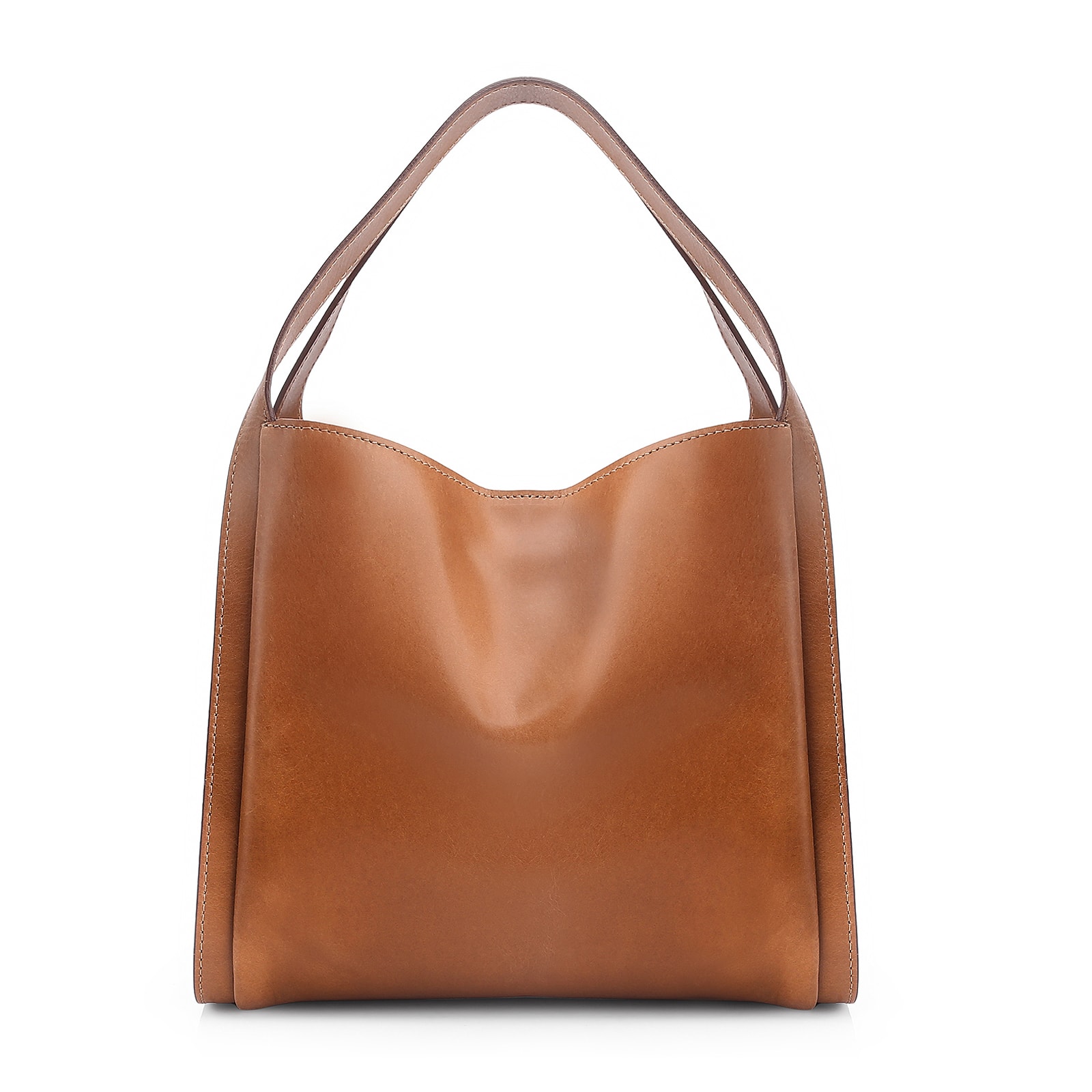 Bolsa Tote Pedras Couro Marrom
