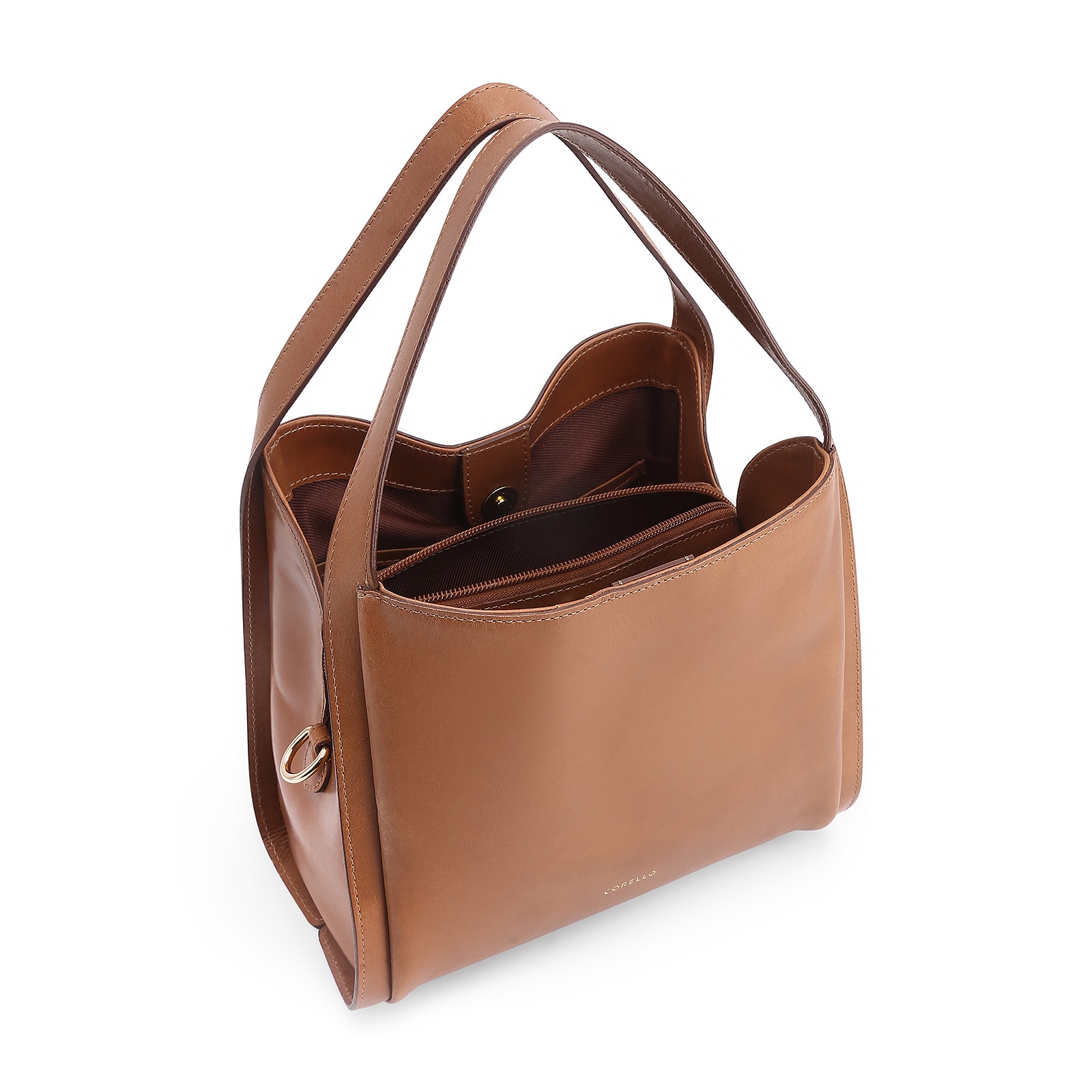Bolsa Tote Pedras Couro Marrom