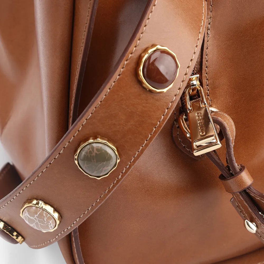 Bolsa Tote Pedras Couro Marrom - imagem 8