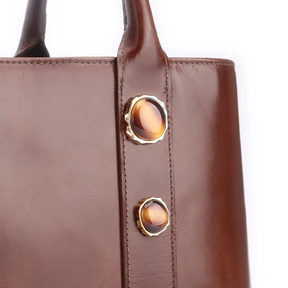 Bolsa Tote Pedras Couro Marrom - imagem 7