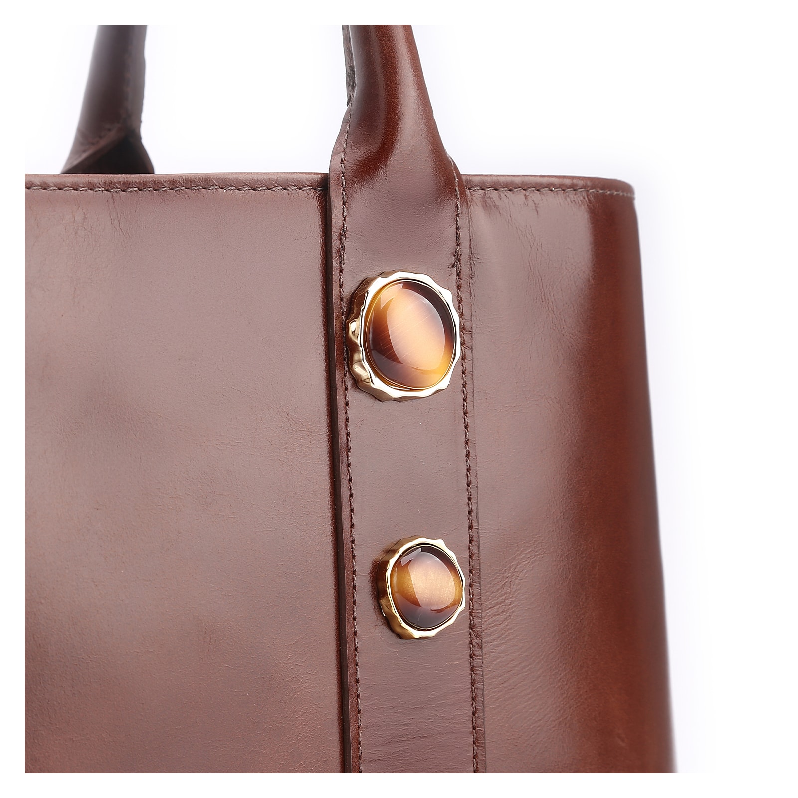 Bolsa Tote Pedras Couro Marrom
