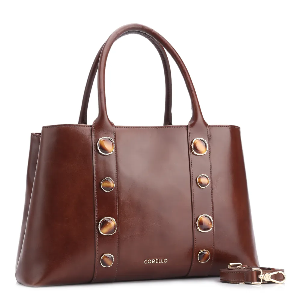 Bolsa Tote Pedras Couro Marrom - imagem 2