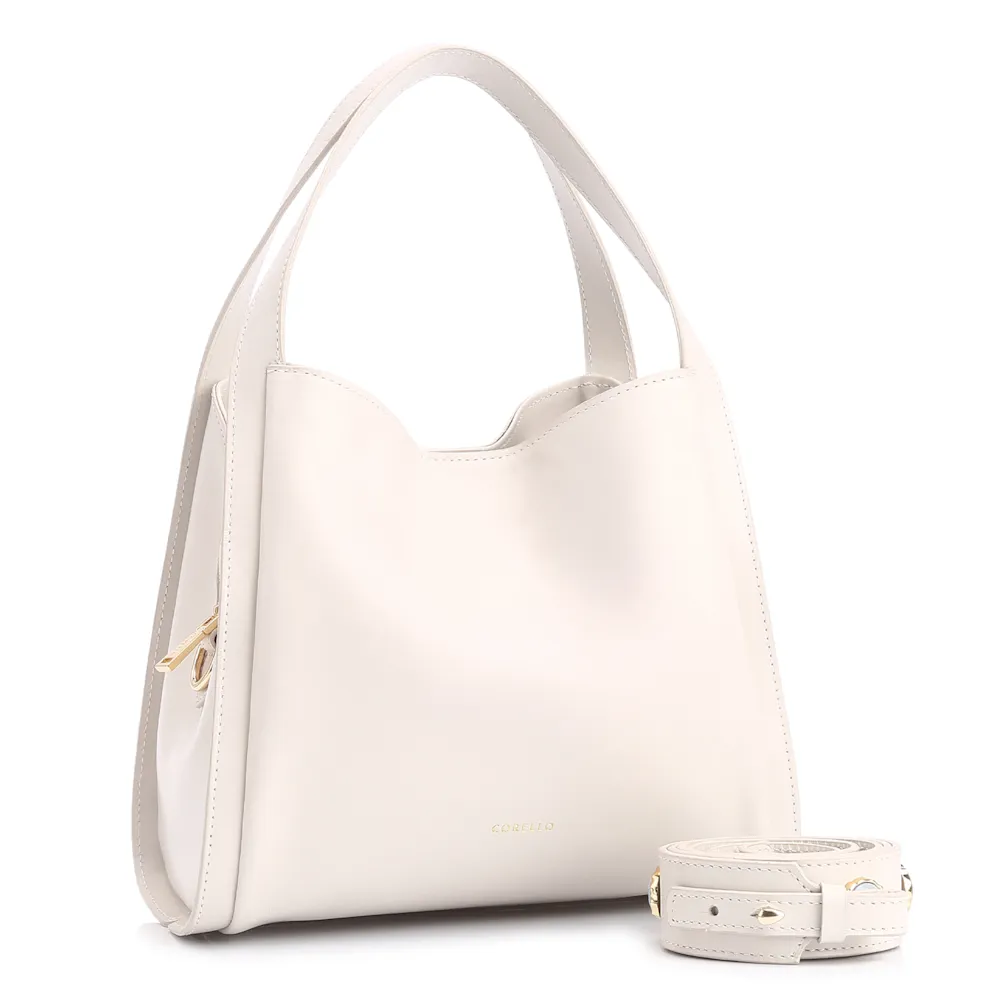 Bolsa Tote Pedras Couro Off White - imagem 3