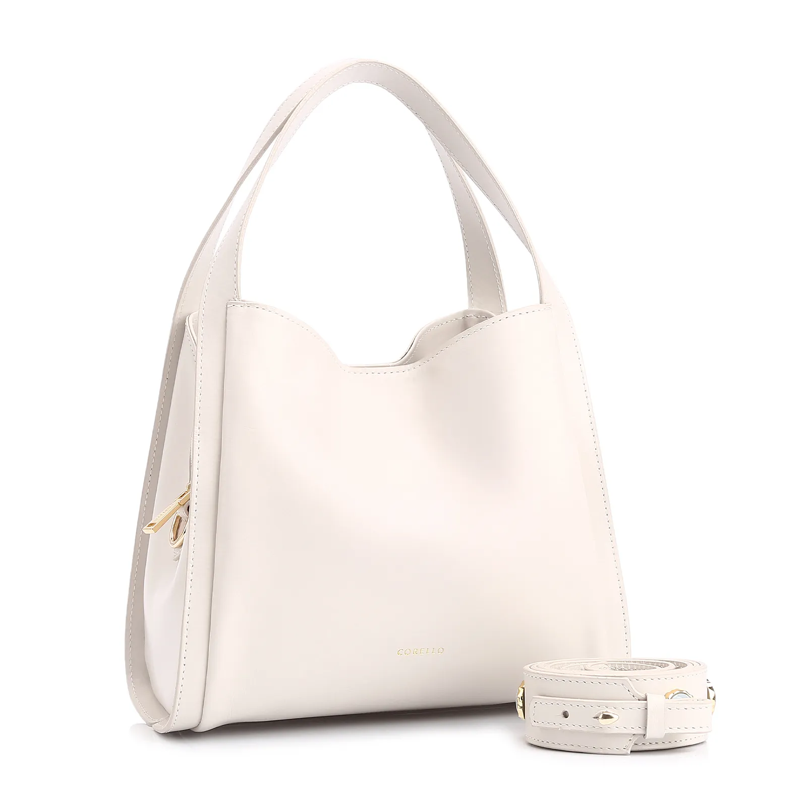 Bolsa Tote Pedras Couro Off White