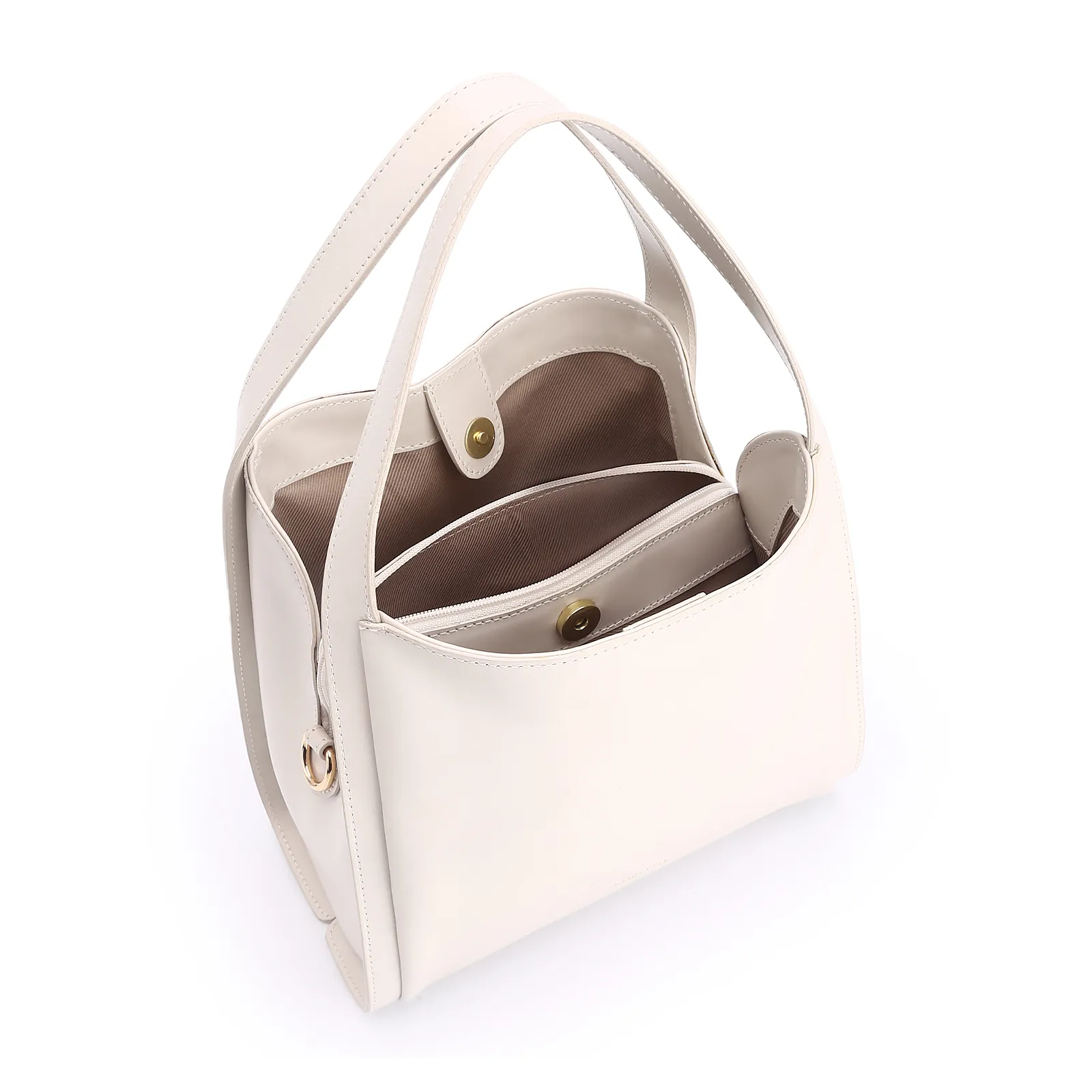 Bolsa Tote Pedras Couro Off White