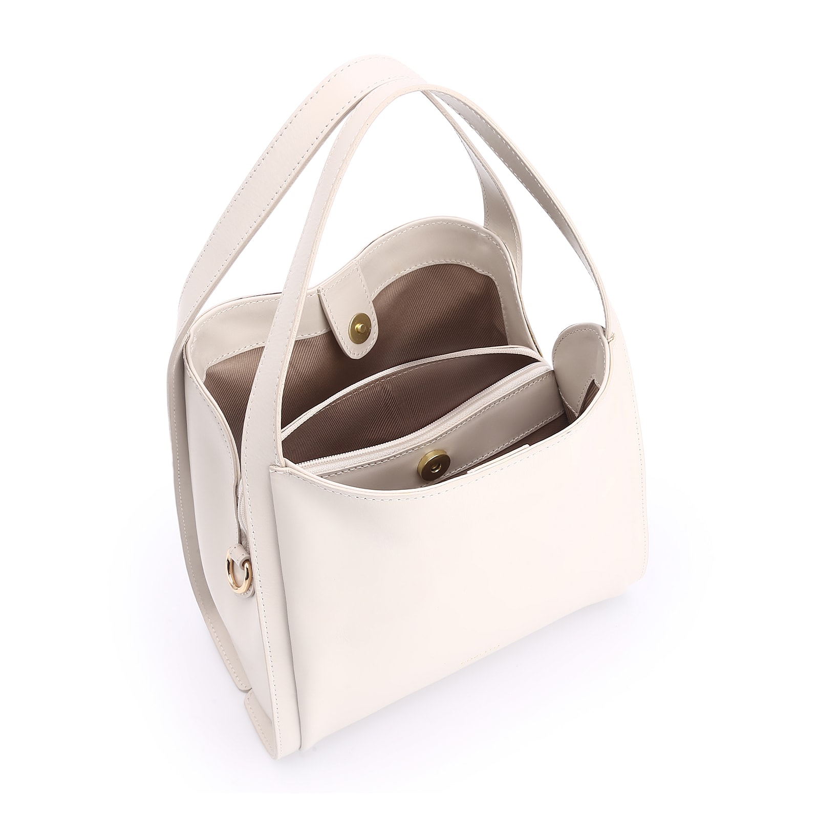 Bolsa Tote Pedras Couro Off White