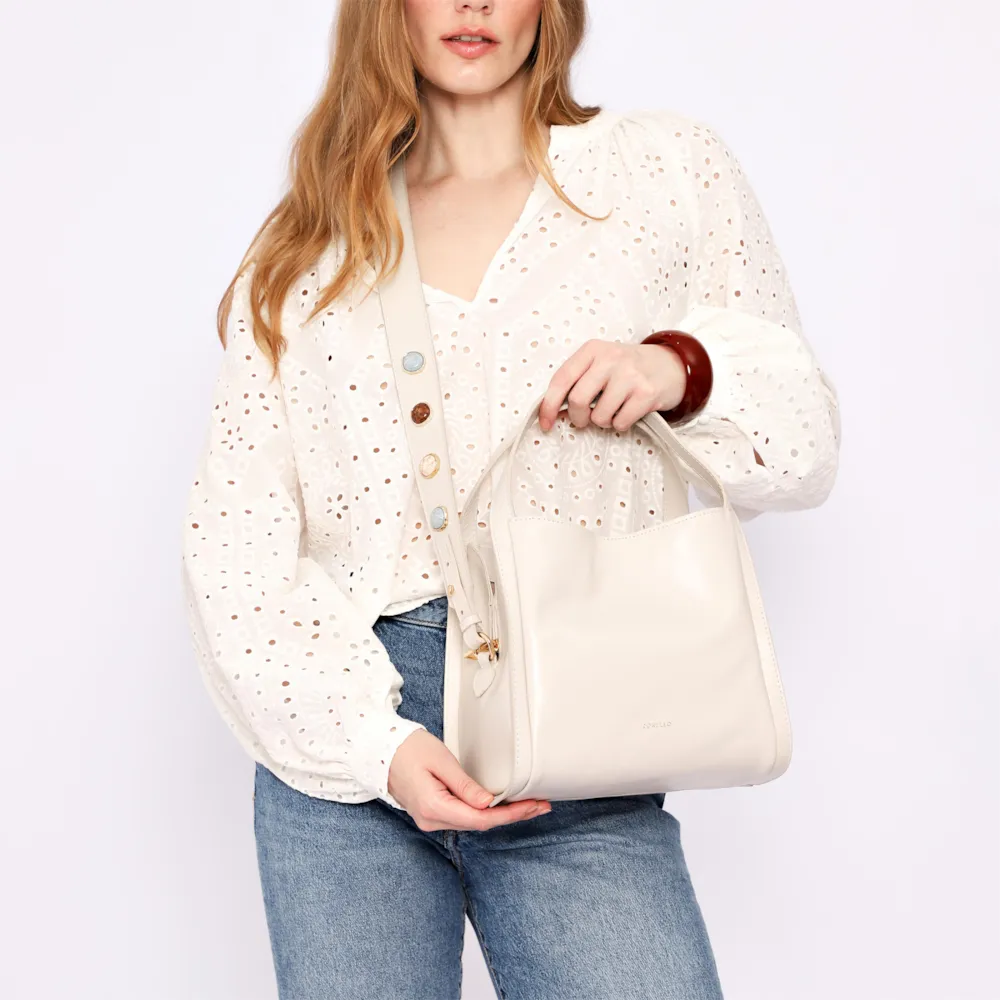 Bolsa Tote Pedras Couro Off White - imagem 6