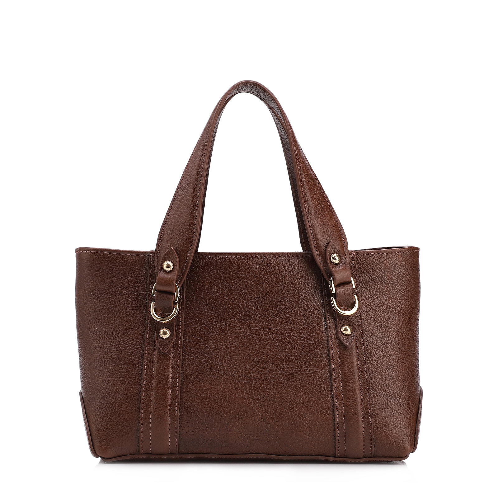 Bolsa Tote Pequena Couro Antique Marrom Alças Paralelas