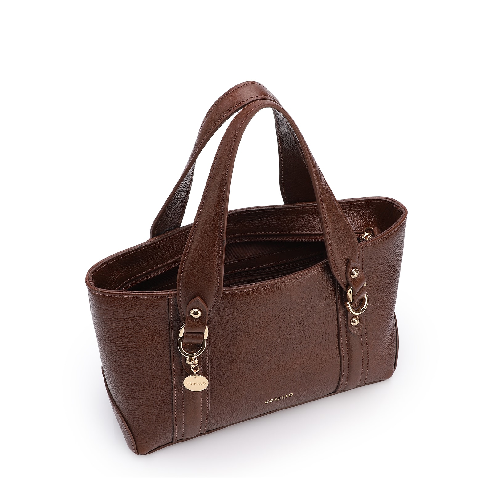Bolsa Tote Pequena Couro Antique Marrom Alças Paralelas