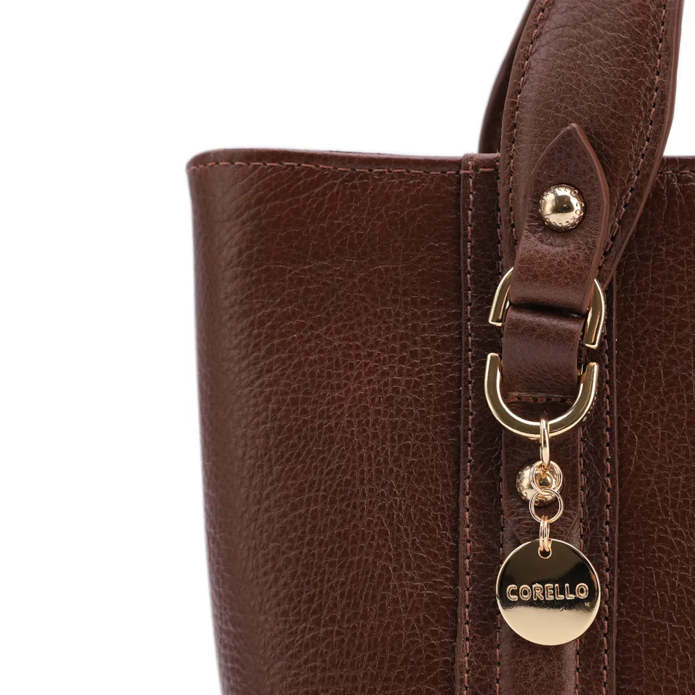 Bolsa Tote Pequena Couro Antique Marrom Alças Paralelas - imagem 5