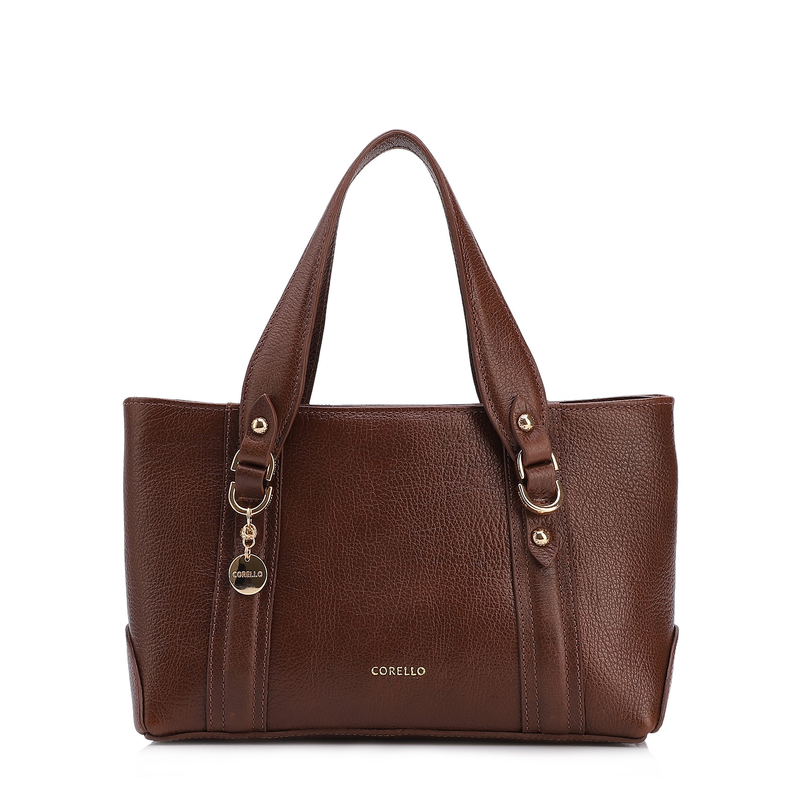Bolsa Tote Pequena Couro Antique Marrom Alças Paralelas