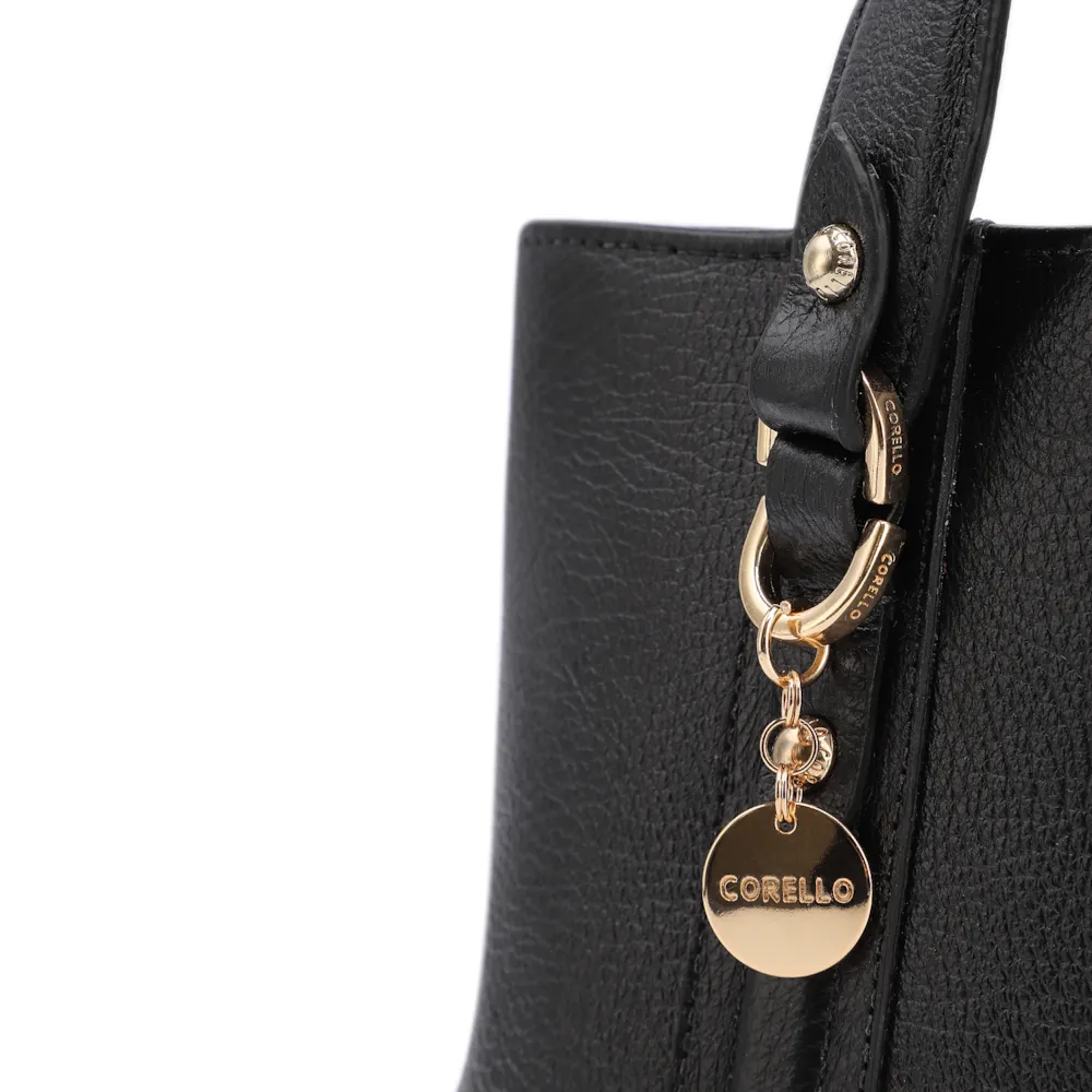 Bolsa Tote Pequena Couro Antique Preta Alças Paralelas - imagem 5