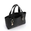 Bolsa Tote Pequena Couro Antique Preta Alças Paralelas - imagem 3